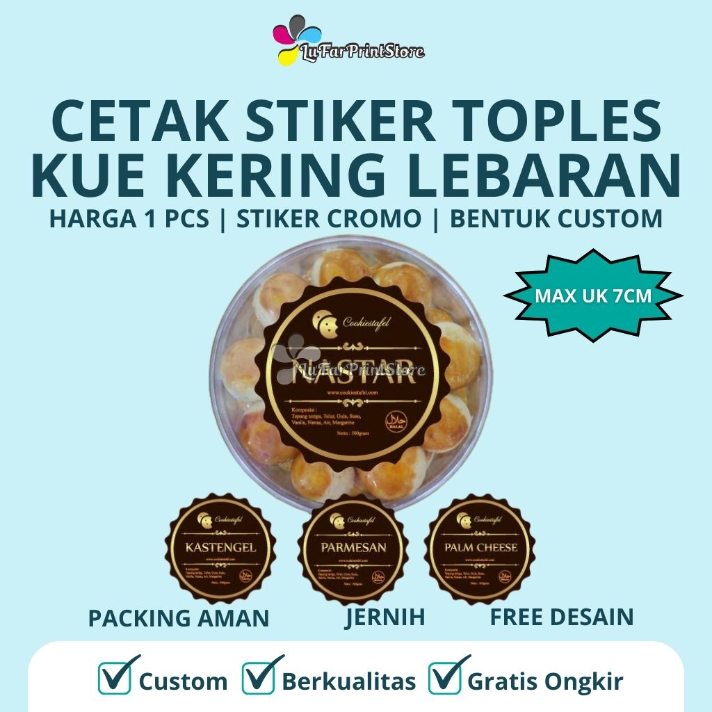 STIKER LABEL TOPLES KUE KERING ( HARGA 1 PCS ) | STIKER CROMO | STIKER CUSTOM TOPLES LEBARAN [ FREE 