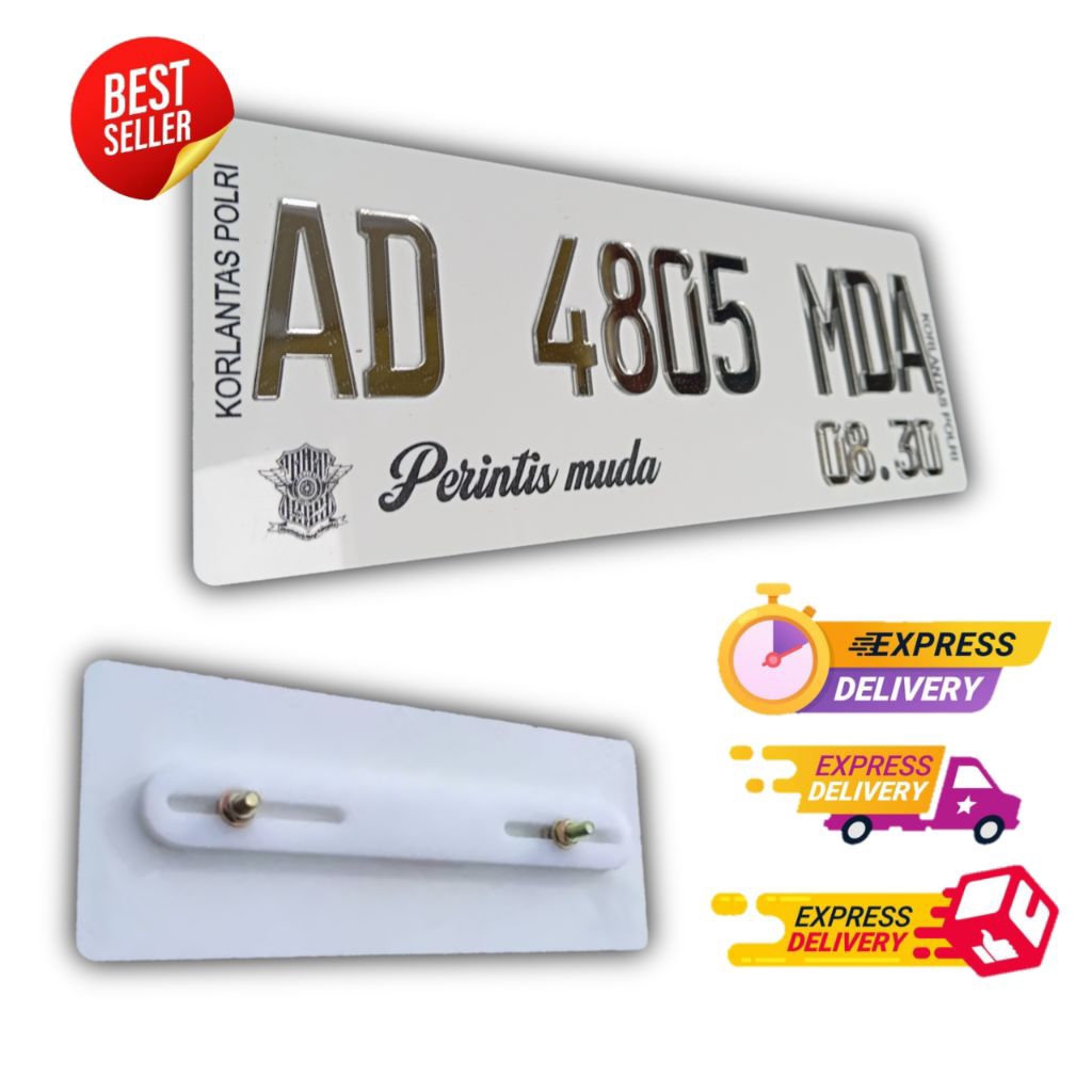 Plat Motor Akrilik Variasi Timbul Crom Gratis Reques Nama