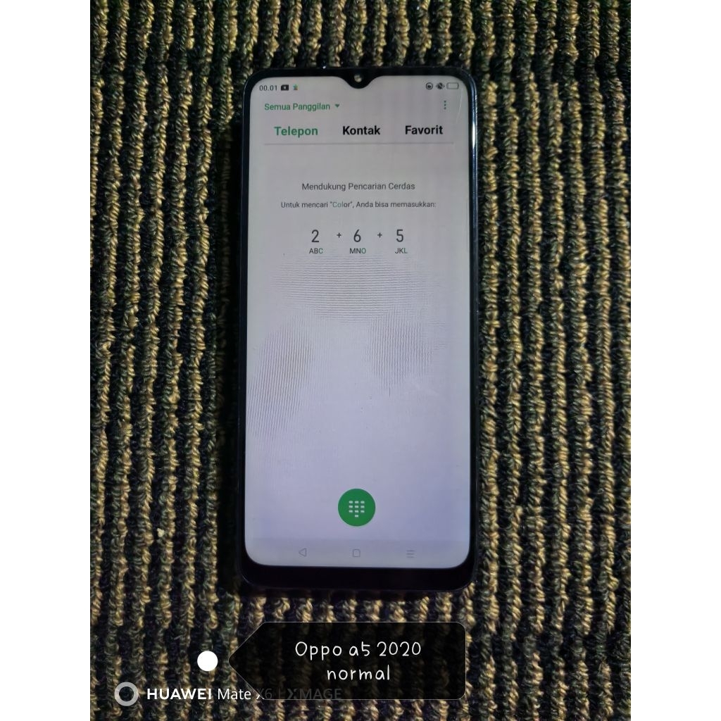 lcd oppo a5 a9 2020 ori cabutan plus frame minus kuning tipis setengah ke atas