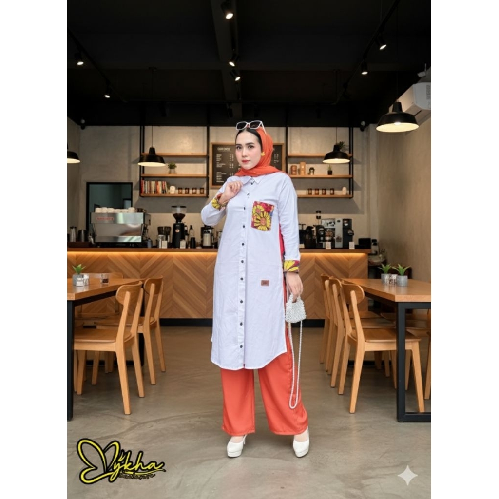 one set tunik panjang / setelan kulot / stelan wanita