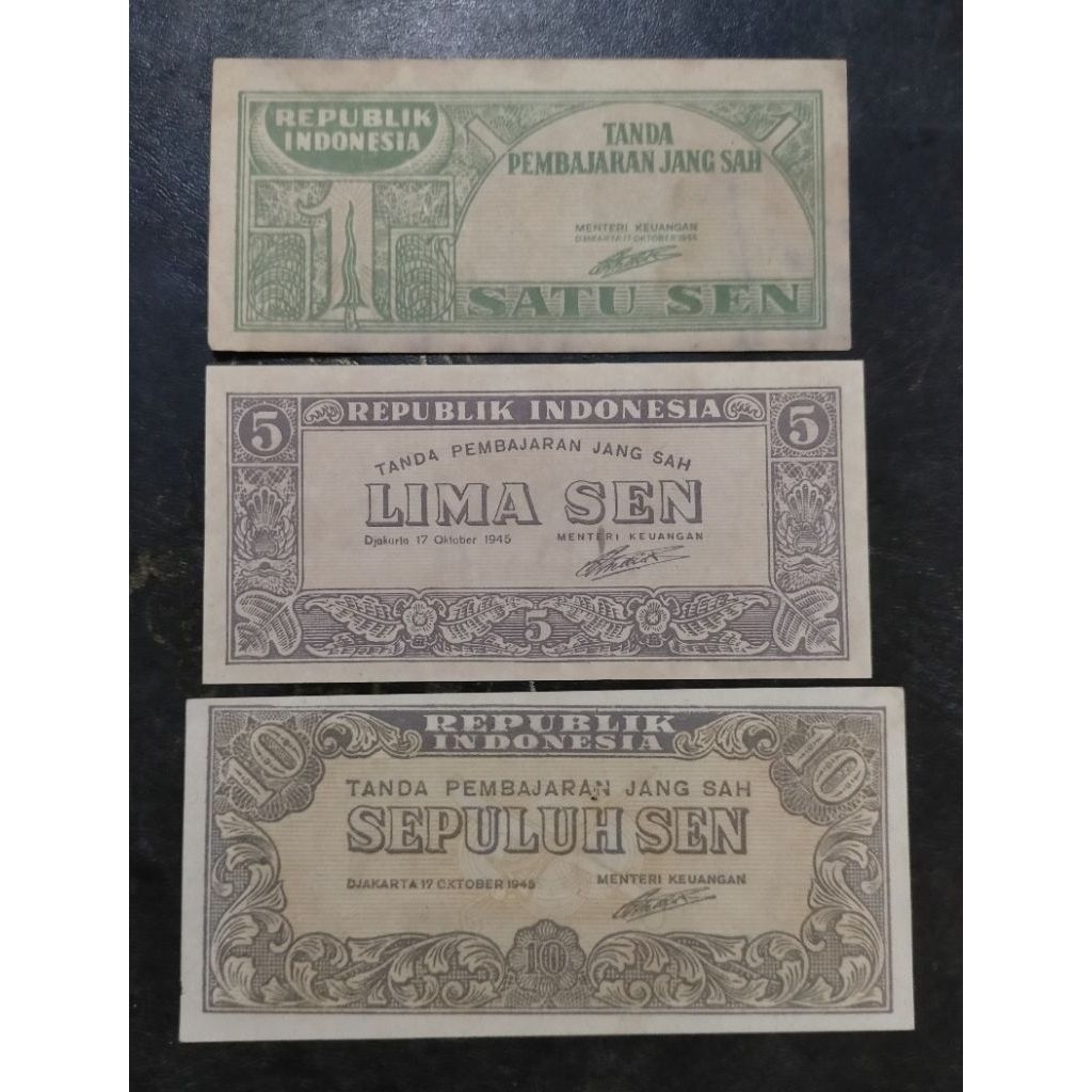 Langka set uang 10 sen 5 sen 1 sen ORI 1945
