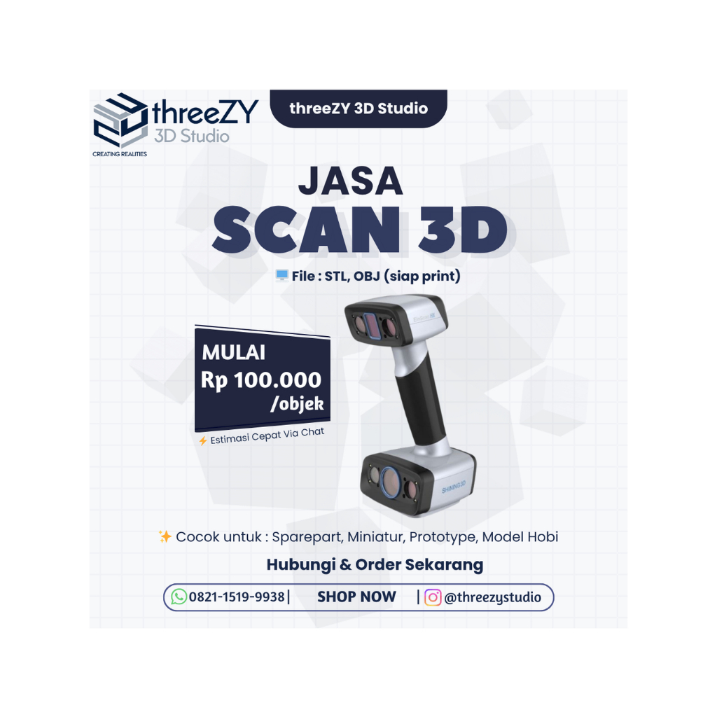 JASA SCAN 3D OBJEK/PRODUK | HASIL FILE DIGITAL AKURAT UNTUK SPAREPART/MINIATUR/MODEL