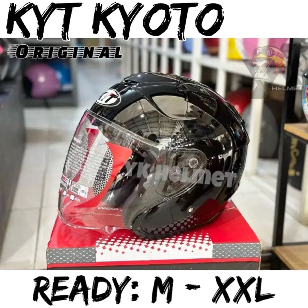 HELM KYT KYOTO R SOLID BLACK GLOSSY /Original kyt kyoto hitam