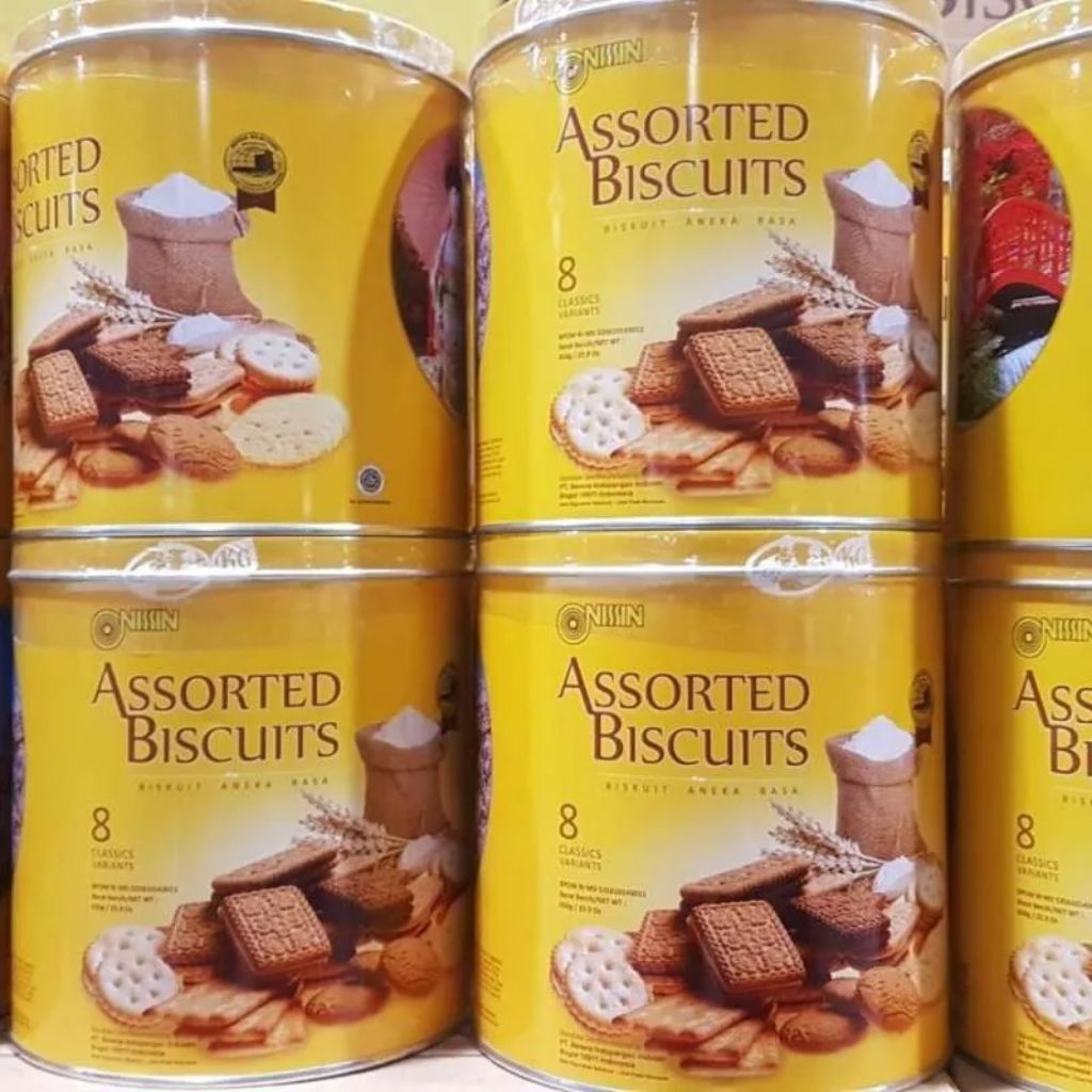 Nissin Assorted Biscuit 650gr / biskuit aneka rasa kaleng kuning