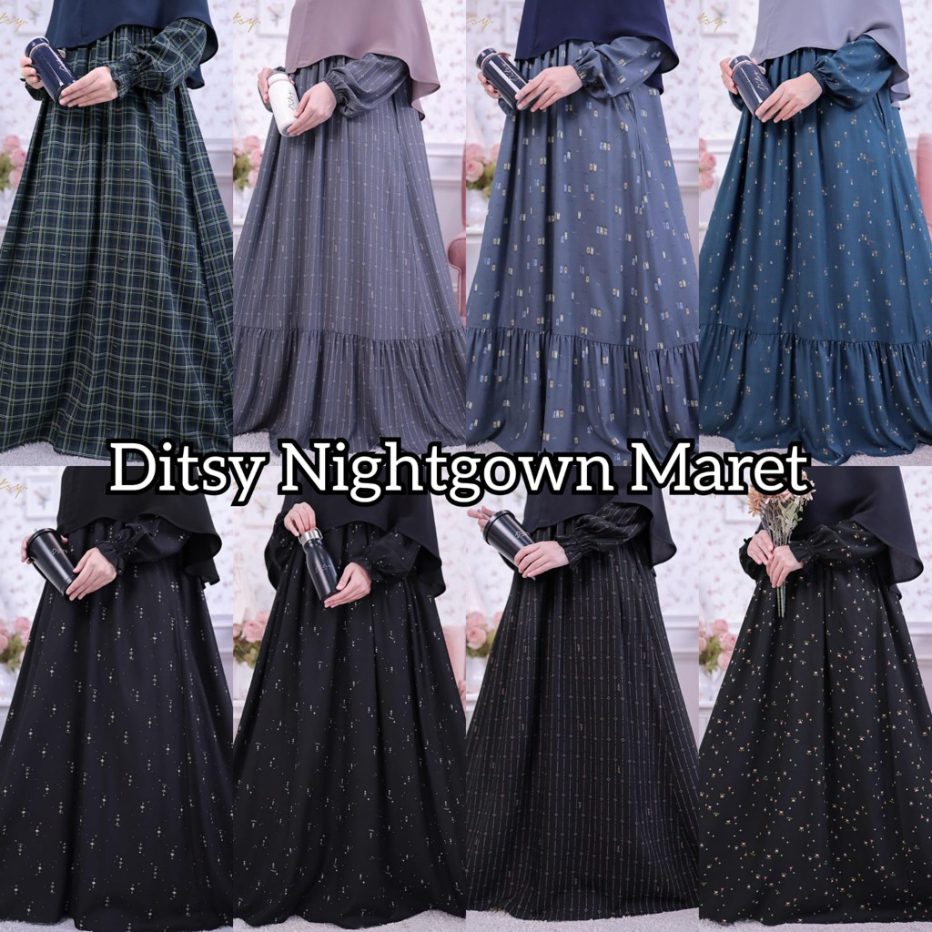 DITSY Nightgown Mei XS S M L XL XXL XXXL JUMBO Carrot Black Chesniy Fern Green Chesniy Ink Black Spi