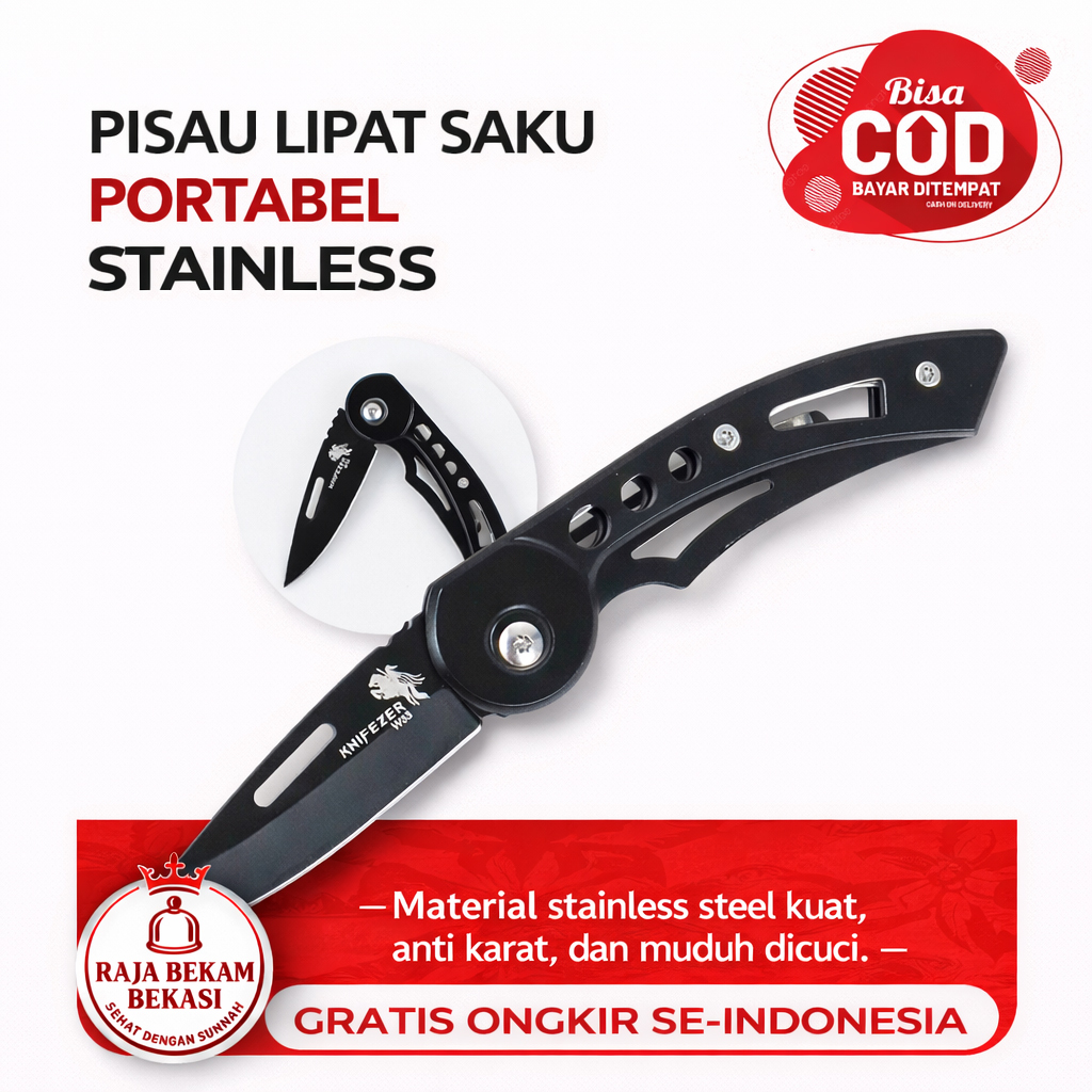 Pisau Lipat Camping Outdoor Tajam & Ringan | Pisau Buah Portable Serbaguna