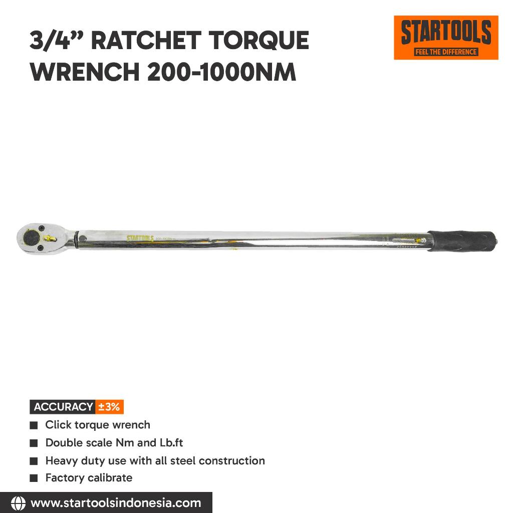 STARTOOLS 3/4" Ratchet Torque Wrench 200-1000Nm / Micrometer Torque Wrench 200-1000Nm / Kunci Moment