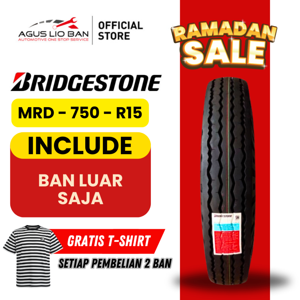 Ban Truk 750 R15 7.50-15 12PR Bridgestone MRD Ring 15 Kawat Bias Heavy Duty Original Truck Tire