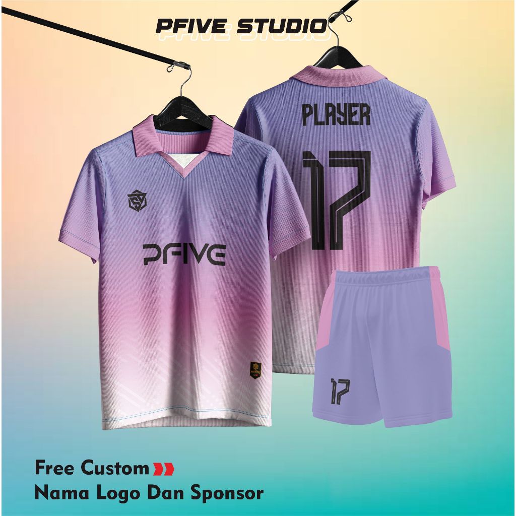 Jersey Futsal / Jersey Bola Bisa Custom Nama / Logo Full Set Ungu Putih