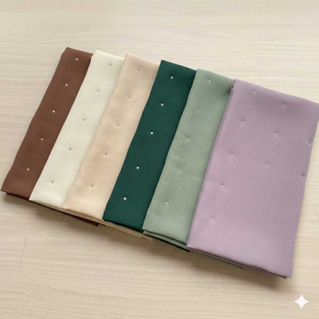 Hijab Segi Empat Paris jadu Payet Swaroski Rose gold non tasel