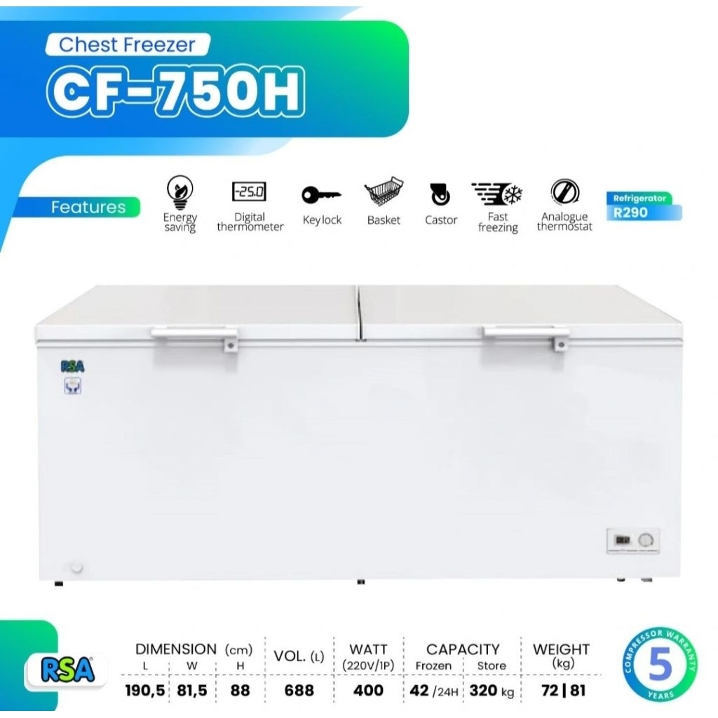 BOX FREEZER RSA 700LITER CF-750 CHEST FREEZER RSA CF750