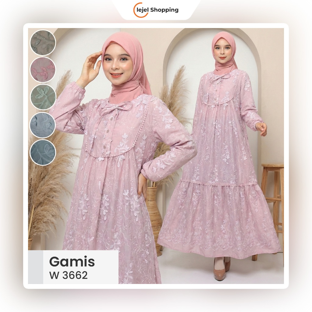 Gamis Katun Bordir Timbul Premium - Tampil Mewah dengan Sentuhan Katun Lembut