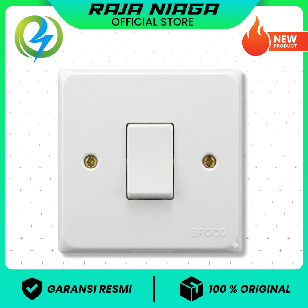 Saklar Engkel BROCO ALEGRA - Single Switch Tanam / Saklar Lampu Tunggal (SNI)