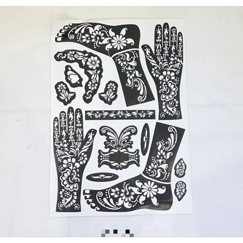 G (G15) CETAKAN HENNA FULL SET TANGAN & KAKI - STIKER TATO HENNA TEMPEL