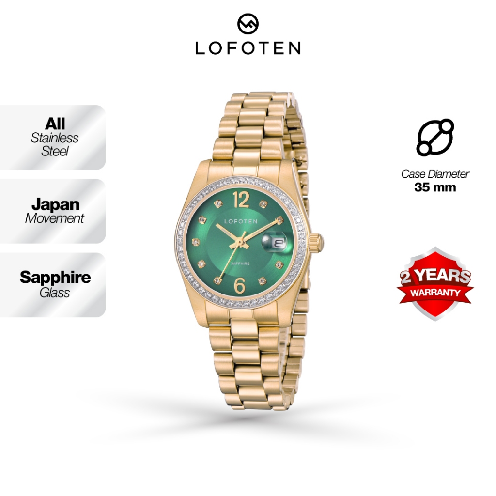 Jam Tangan Wanita Lofoten 2323L Fashion Cewek Analog Rantai Stainless