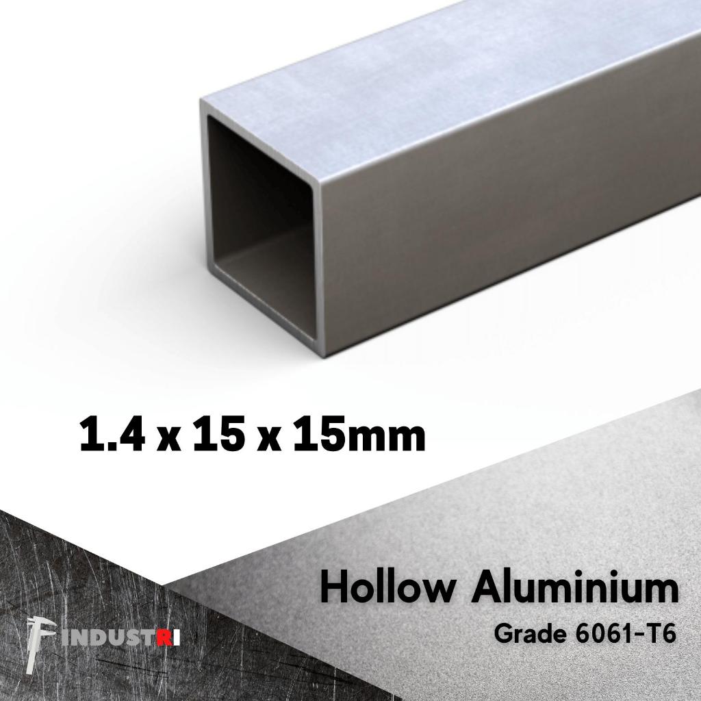 Hollow Alumunium 15 mm x 15 mm tebal 1.4 mm | Hollo Aluminium dural 6061 | Pipa Holo Kotak