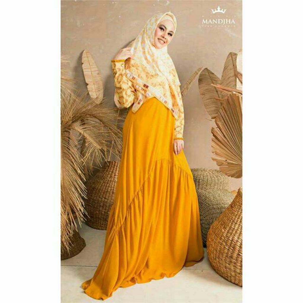 LELANG 50% BAJU MANDJHA IVAN GUNAWAN MIX PATTERN YELLOW DRESS