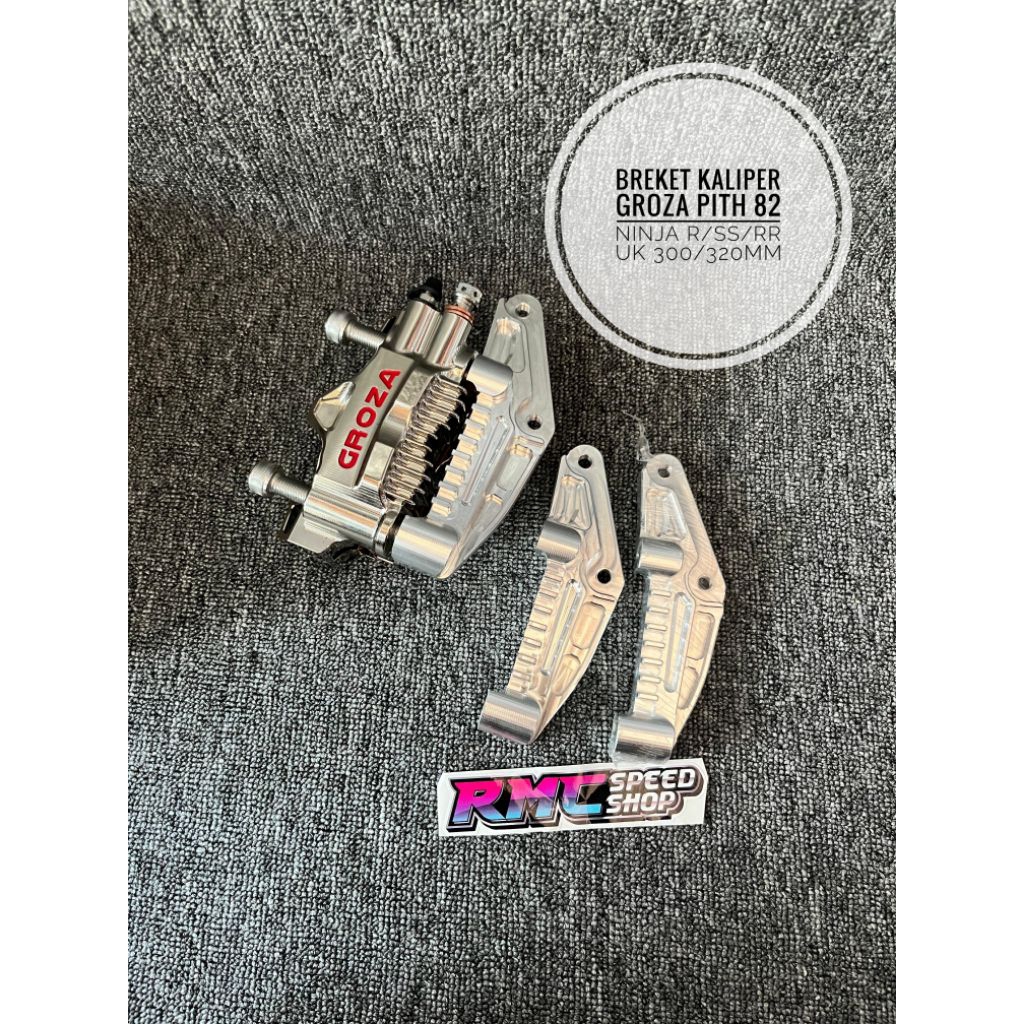 Breket Kaliper Groza 4piston pith 82 ninja R ss Rr ukuran 300mm 320mm / Breket Kaliper Groza 4p pith