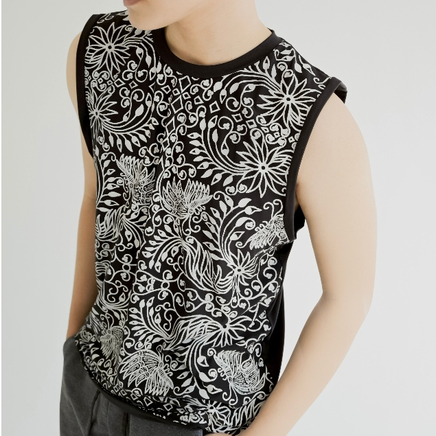 Kaos Pria Sleeveless Batik Modern Kaos Pria Sleeveless Batik Modern – Adem Dingin, Nyaman Harian, Ha