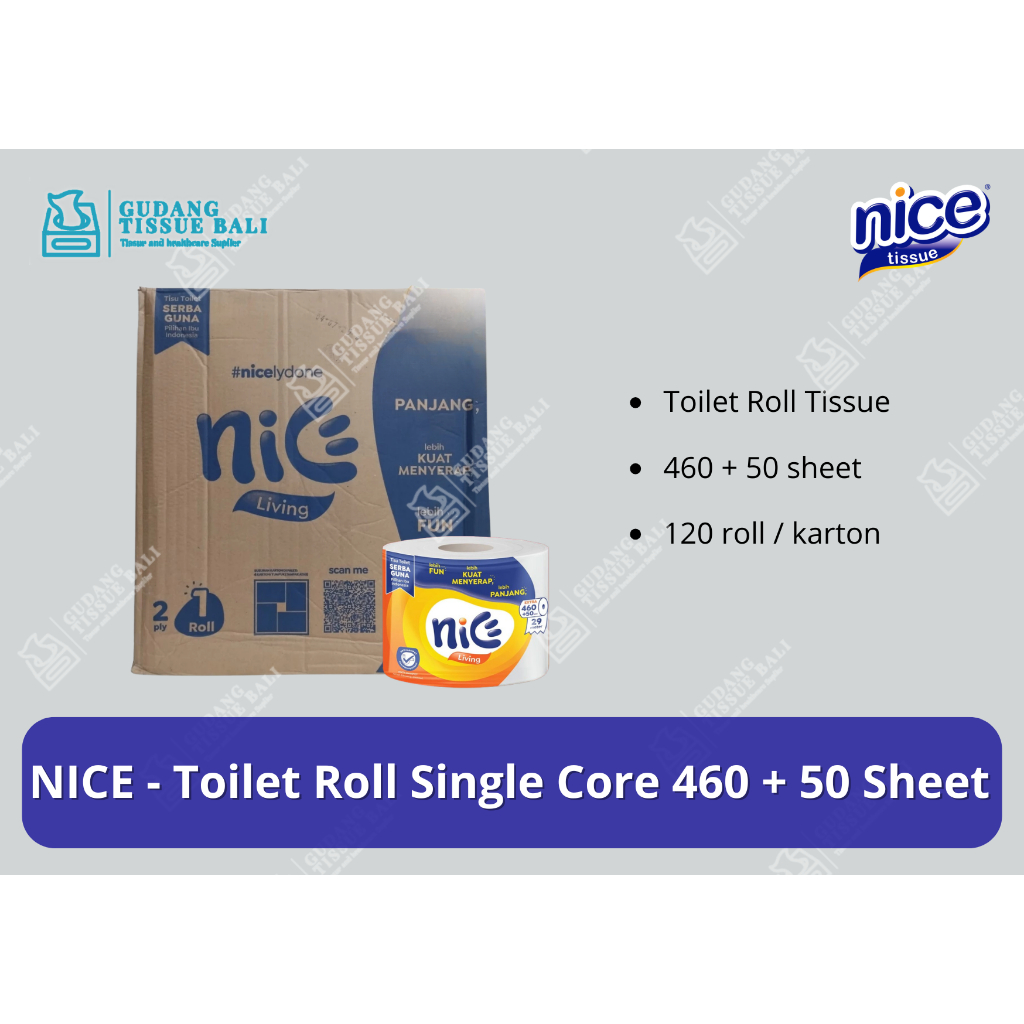Nice - Tisu Toilet Roll / Bathroom Toilet Roll Emboss Roll 460+50's - 120/karton