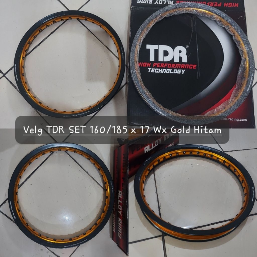 Velg TDR SET 160/185 x 17 Wx Gold Hitam (160 185 Ring 17)