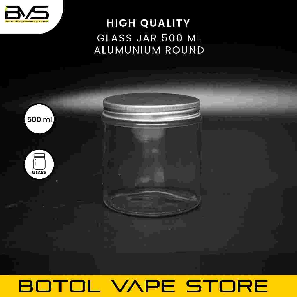 Botol Jar Toples Kaca/Glass Jar 500ml Tutup Aluminium Silver