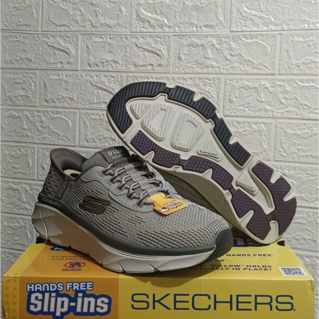 Sepatu Skechers Slip-Ins D'Lux Walker 2.0 Men's Sneakers - Taupe
