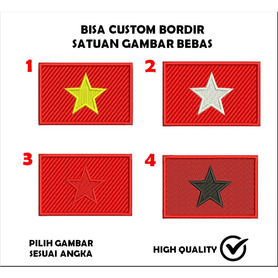 EMBLEM PATCH BORDIR GAMBAR BENDERA VIETNAM WARNA #1 - TAMBAL KEREN