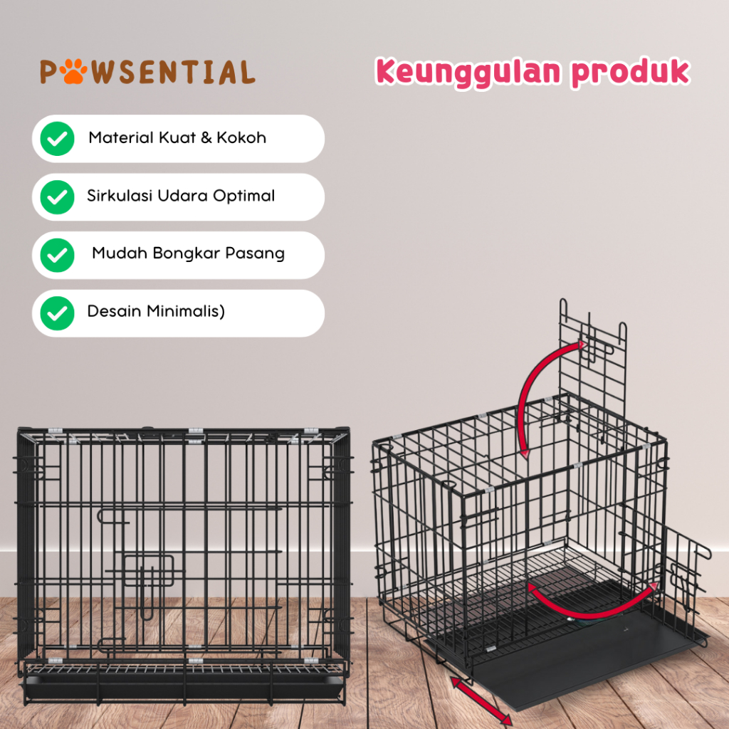 Kandang Besi Lipat Kucing Anjing Premium Anti Karat Kandang Besi Kucing Anjing Jumbo Besar Kandang
