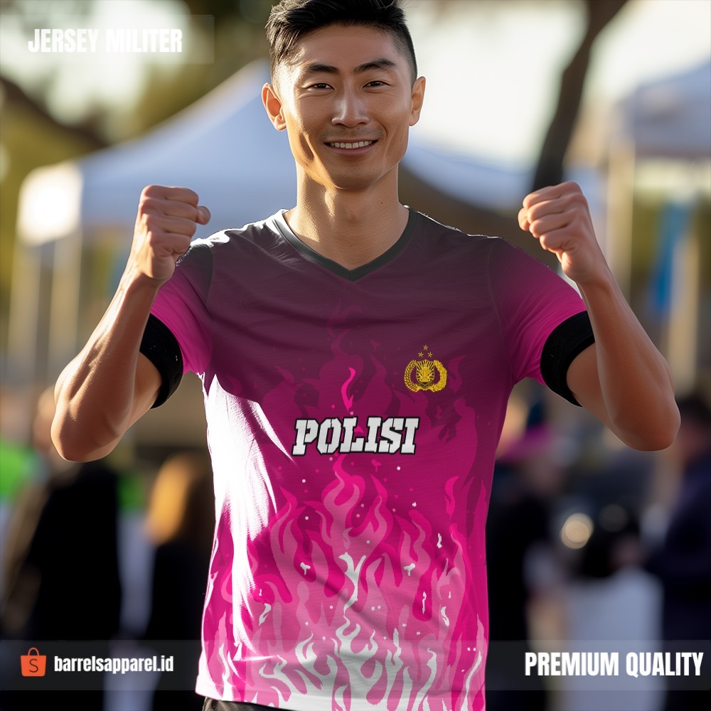 Kaos Jersey Polisi Polri Ungu Pink Motif Api 14