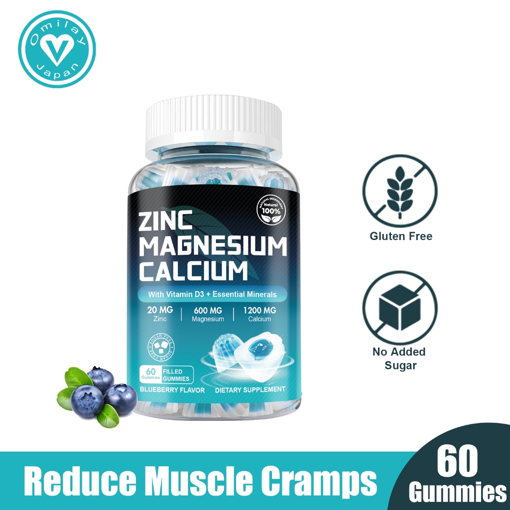 Omilay Calcium Magnesium Zinc Gummies for Bone Teeth Strength with Magnesium Vitamin D3 Zinc Gummy