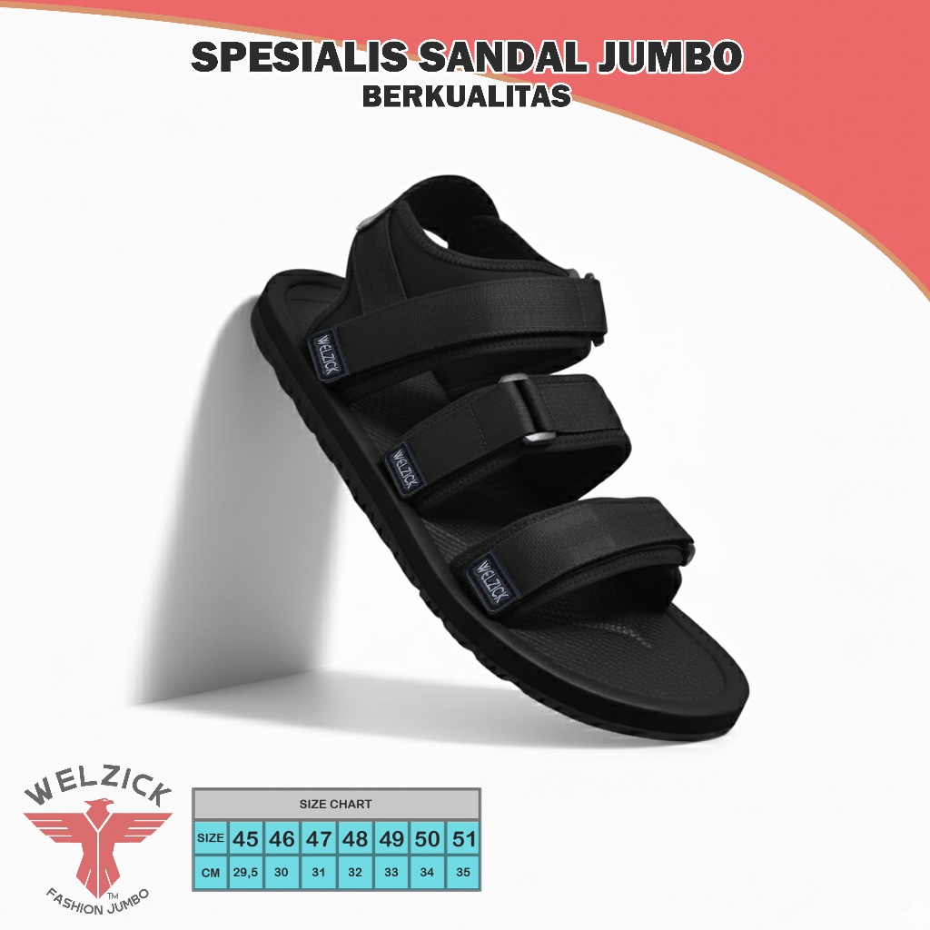 Sandal Gunung Big Size 45 46 47 48 49 50 51 - Rainier Jumbo Black