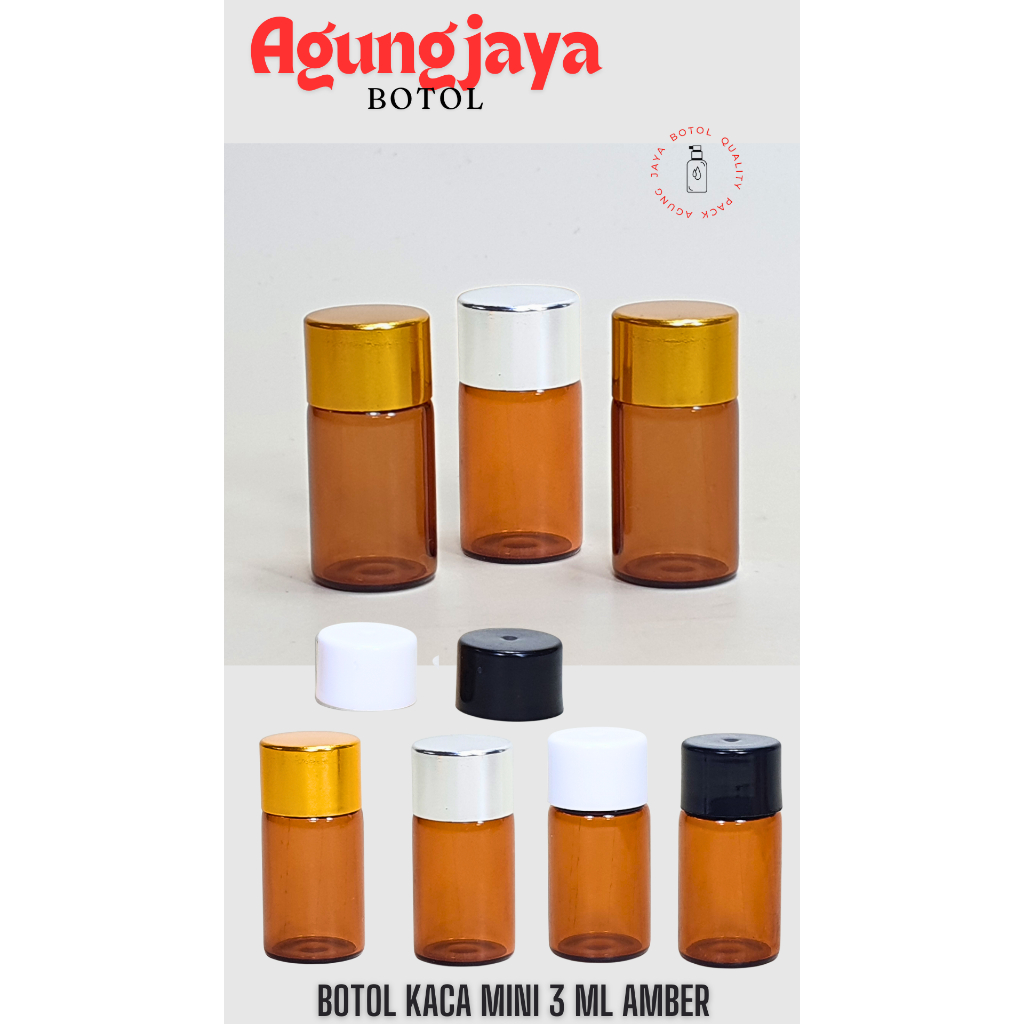 Botol Kaca Mini 3 Ml Tabung Amber / Botol Kaca / Botol Parfum Mini / Botol Parfum / Botol Serum / Bo