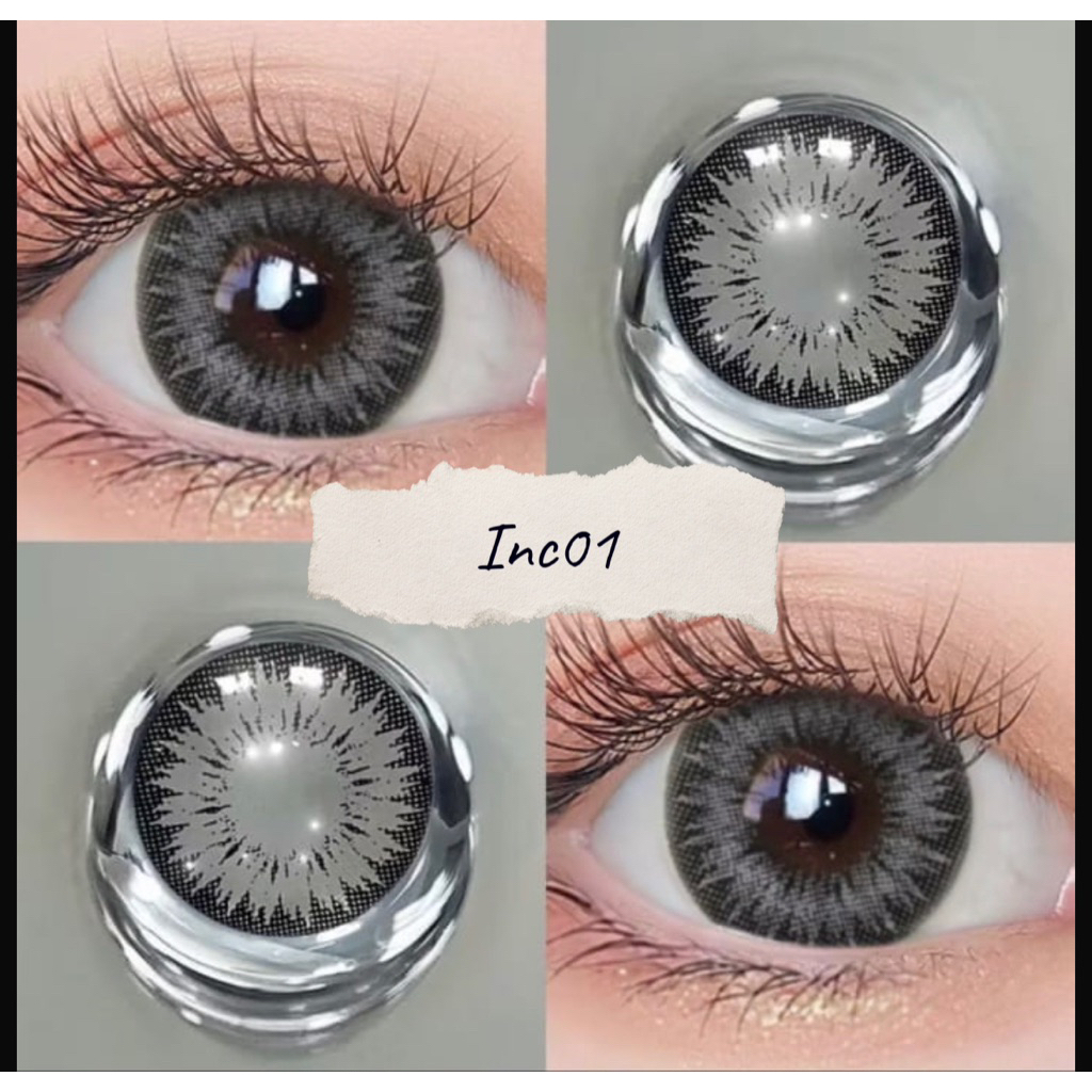 INC01 Premium Softlens Grey Natural Looks Korea Big Eyes 16mm ( Normal, minus )