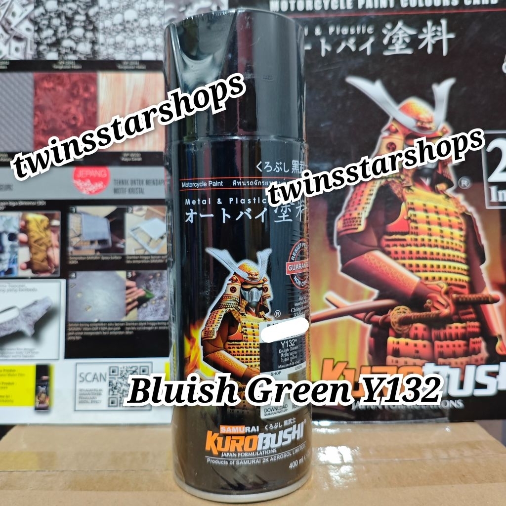 Pilok Pilox Pylox Cat Samurai Bluish Green Y132 Hijau 132 Glossy Mengkilap 400cc Spray Paint