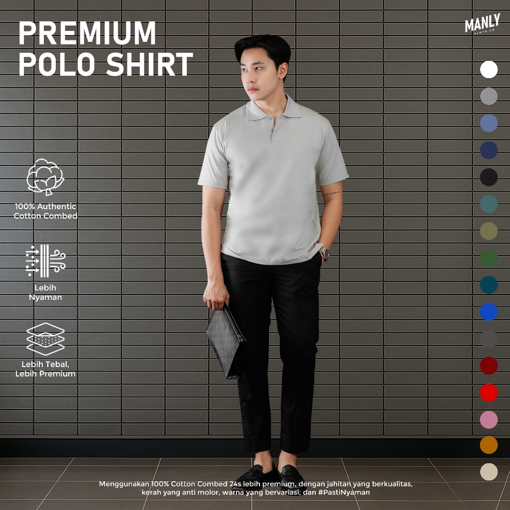 Baju Kaos Kerah Premium 100% Cotton Combed 24s