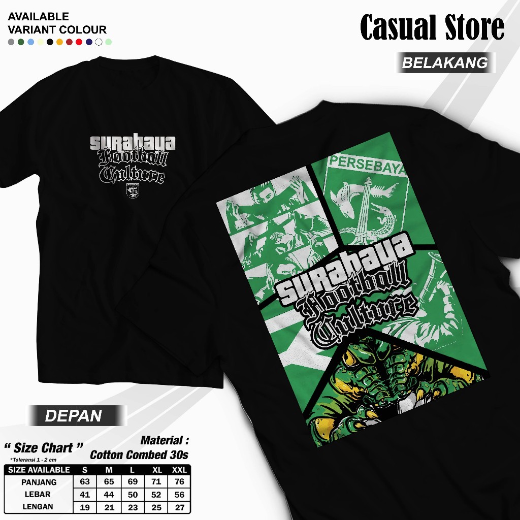 Kaos Persebaya "Surabaya Football Culture" - Kaos Supporter Persebaya/Surabaya Fans/Kaos distro Pers