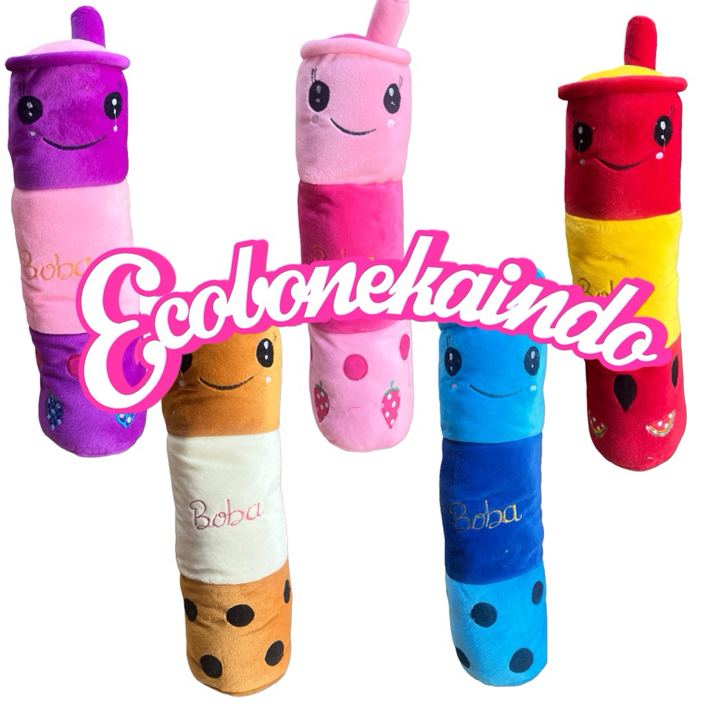 Boneka guling boba milk tea lucu boneka guling boba kombinasi Ecobonekindo
