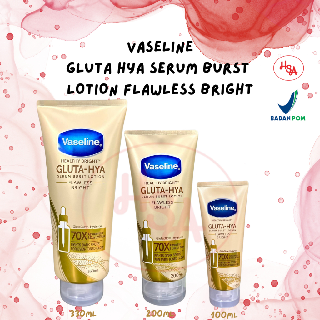 Vaseline Gluta-Hya Body Serum Flawless Bright 100ML 200ML 330ML / Body Lotion / Perawatan Tubuh / HB
