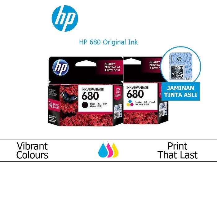 Tinta HP 680 Black + Tri Colour Original - Tinta Cartridge HP 680