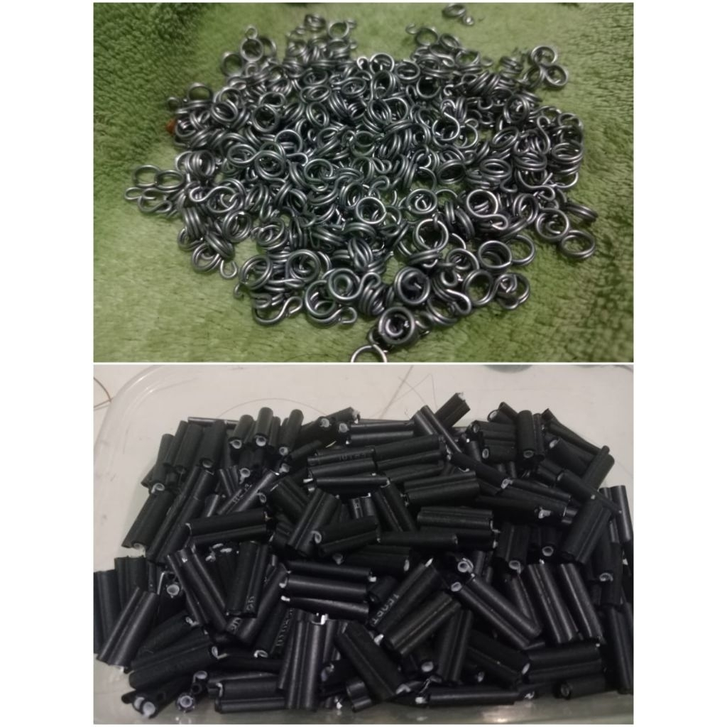 100 pcs kabel ruak-ruak 1 paket klem racik dan ring 8 bahan buat jerat ruak-ruak