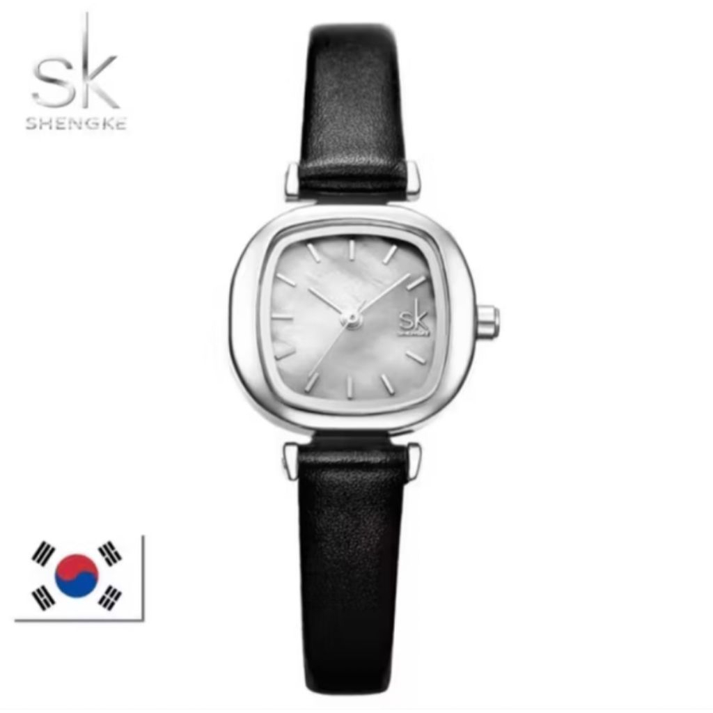 SHENGKE 8052 Jam Tangan Wanita Analog Tali Kulit Pearl Shell Korean Design PRELOVED