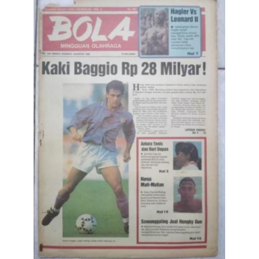 Tabloid BOLA Tahun 1990 Cover Roberto Baggio