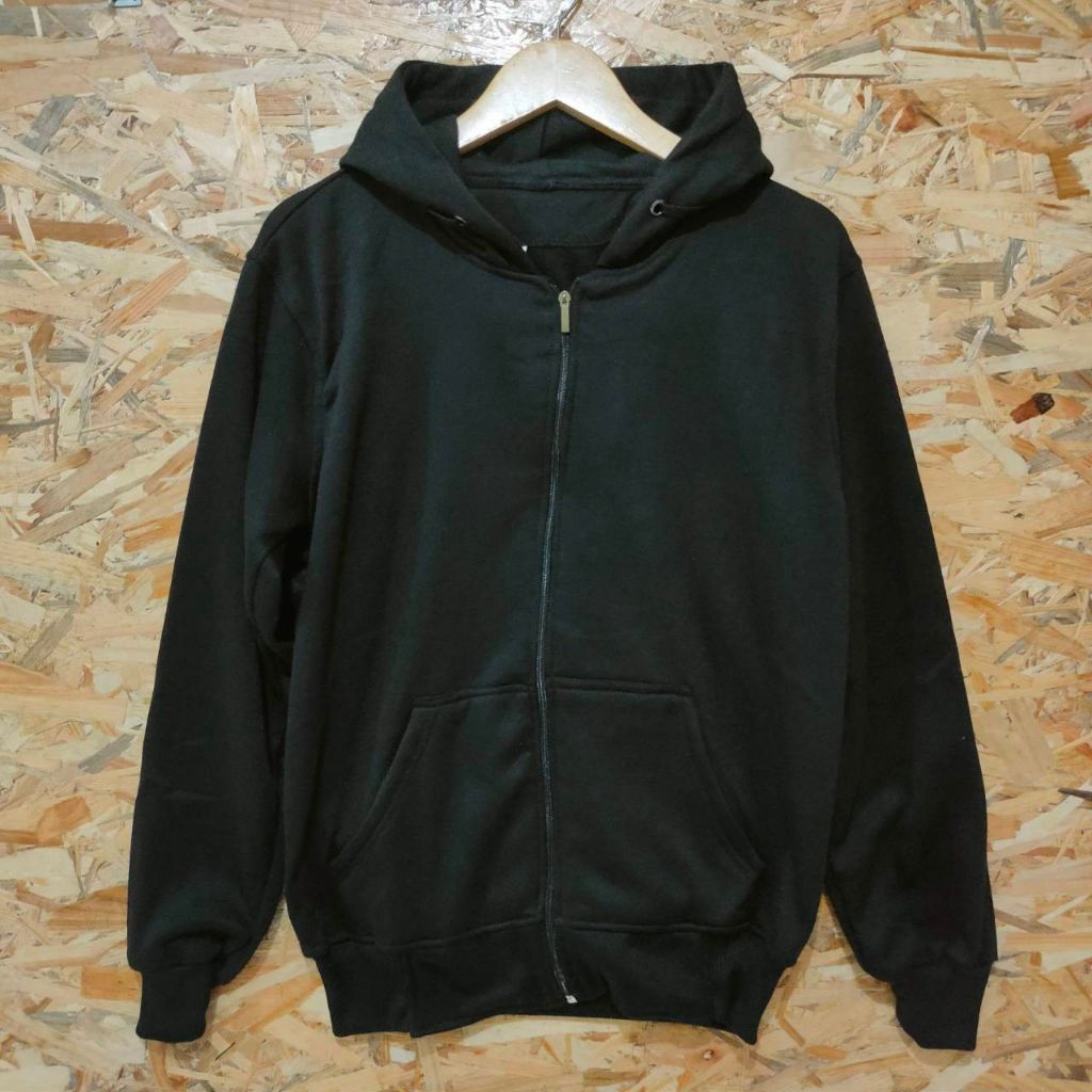 Sweater Hoodie Polos Zipper Hitam M L XL XXL XXXL