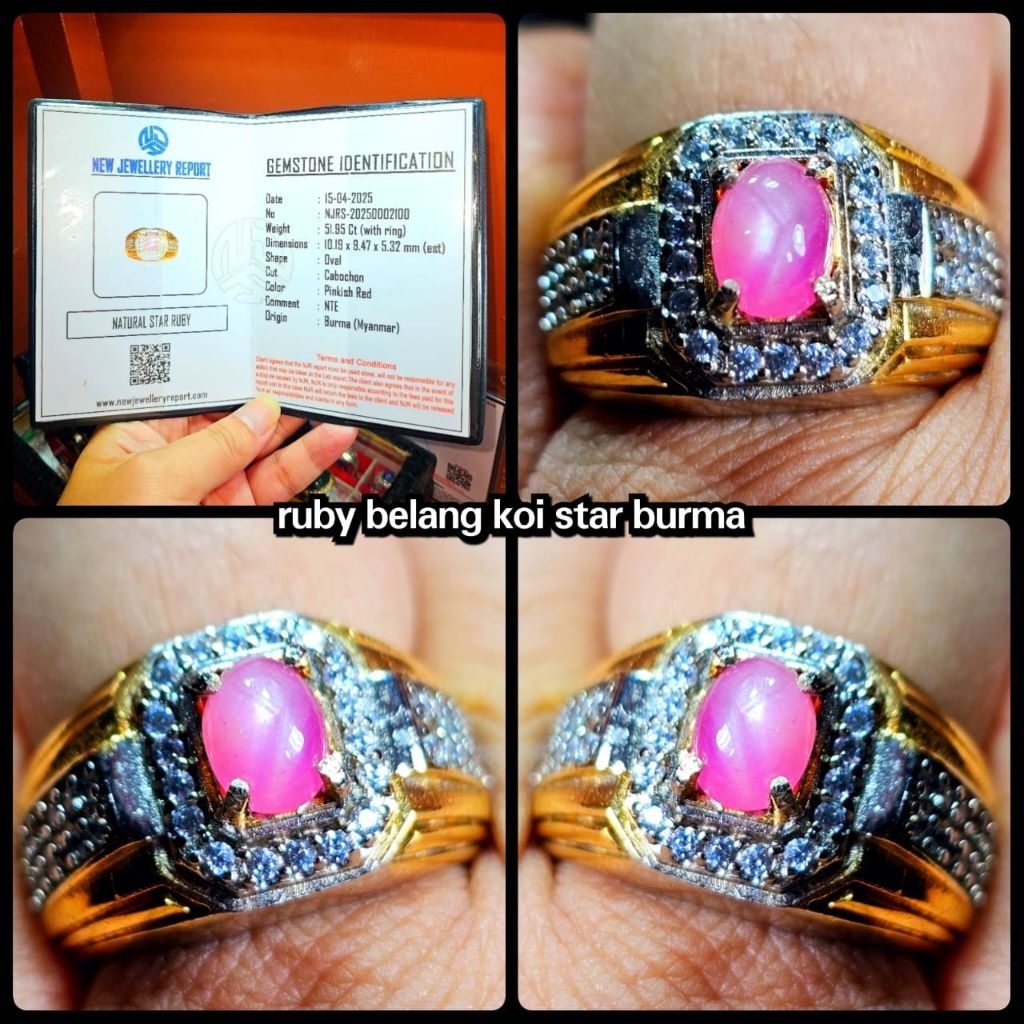 natural permata star Ruby Burma belang koi windusara