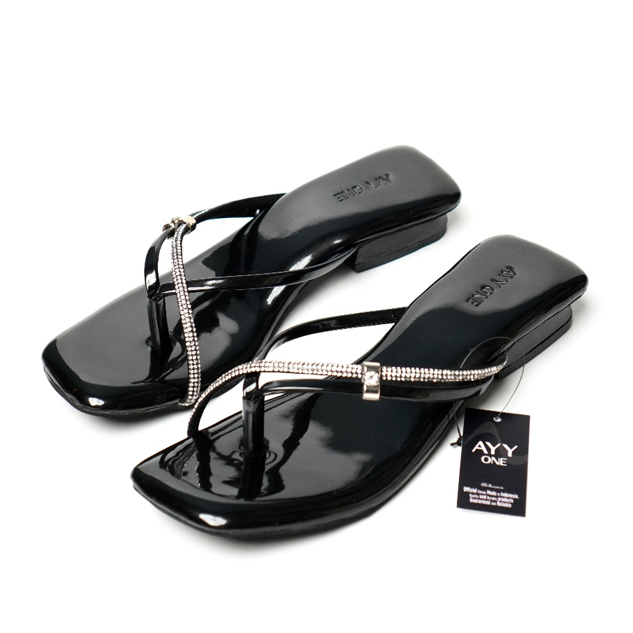 Sandal Wanita Teplek Karet Elegan Korean Style kekinian Hak 2cm Empuk Anti Slip