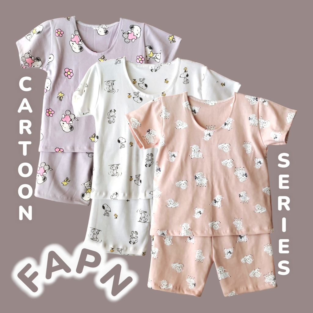 FAPN | One Set | Setelan Baju Anak Laki-laki dan Perempuan | Baju Tidur Bayi/Anak | Usia 1-2 Tahun |