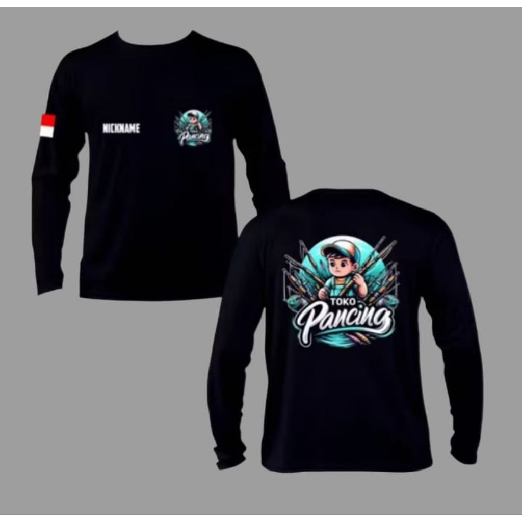 Kaos Hitam Lengan Panjang TOKO PANCING Kaos Distro Unisex
