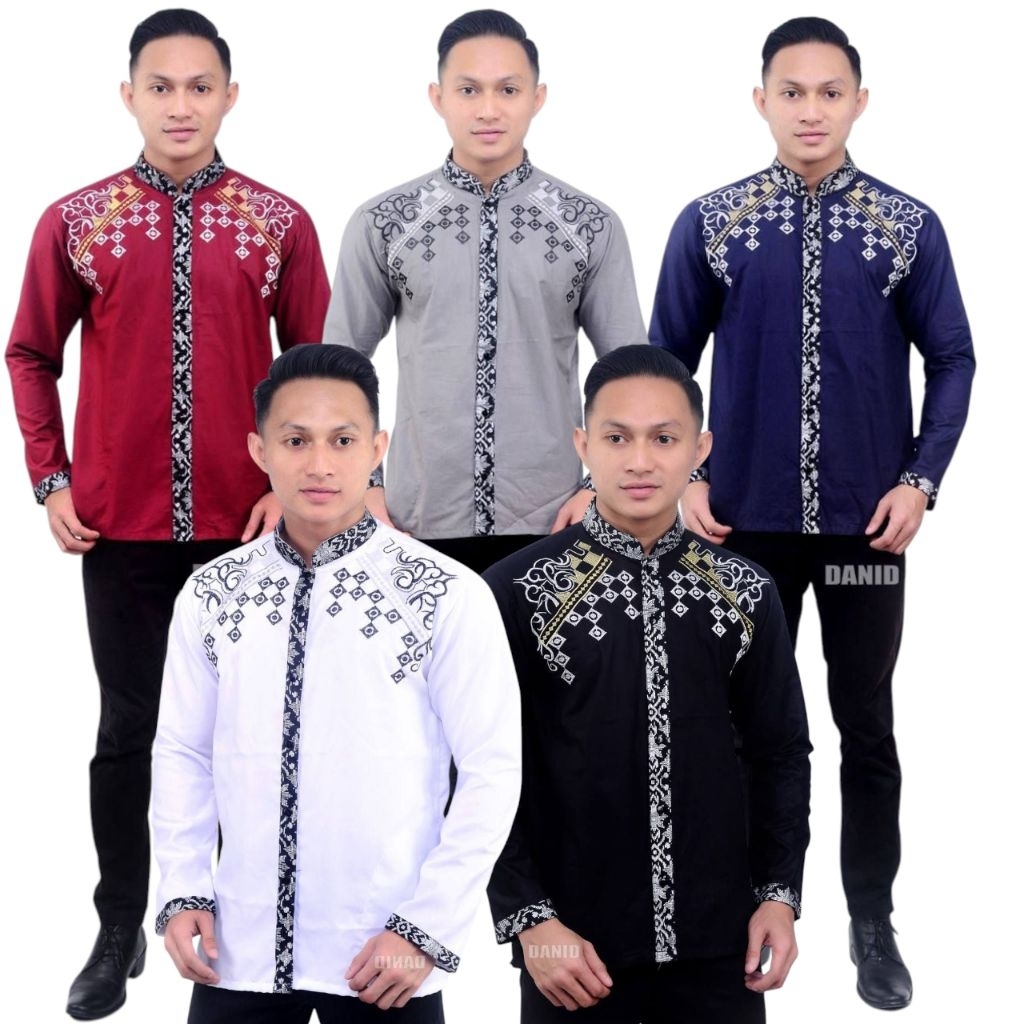 Baju Koko Pria Baju Koko Lengan Panjang Motif Malvin Bahan Katun Toyobo Premium Adem Warna Cokelat K