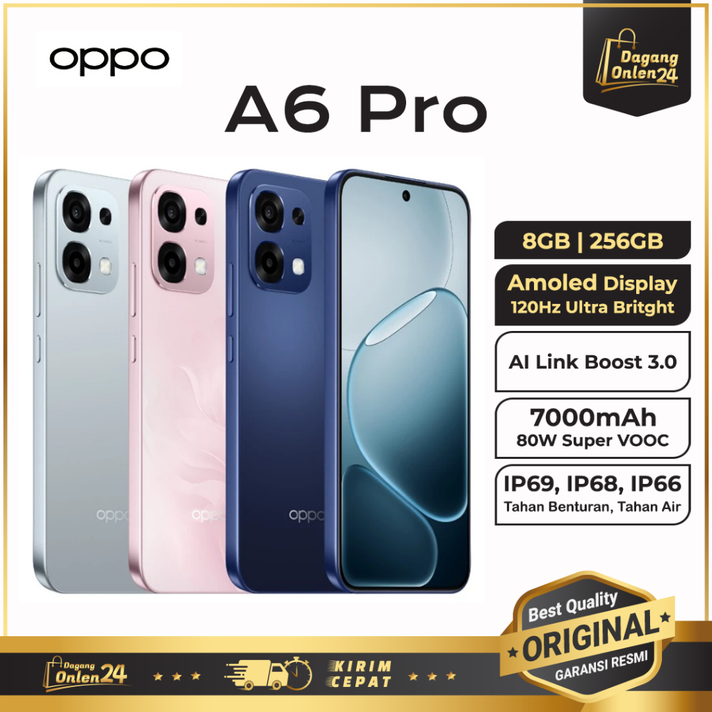 OPPO A6 Pro 4G 8/256GB | 8/128GB 7000mAh 80W Supervooc Tahan Banting Oppo HP Terbaru 20025 Garansi